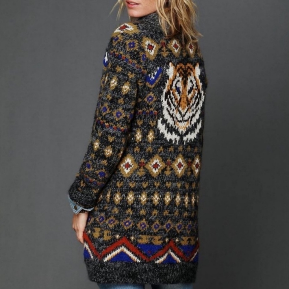 💖 Free People Mascot Tiger Wool Blend Cardigan Coat Jacket Sweater